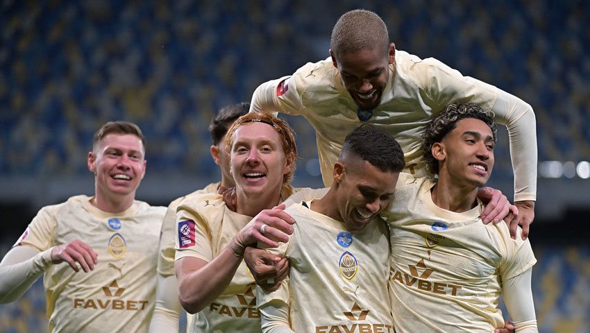 Гравці Шахтаря після одного з реалізованих гольових моментів. Фото: ФК Шахтар