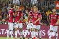 Игроки Алавеса празднуют второе взятие ворот в матче, La Liga