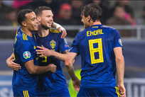 Швеция празднует победу, svenskfotboll.se