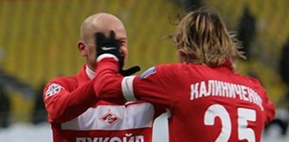 Бояринцев и Калиниченко празднуют гол, фото spartak.com