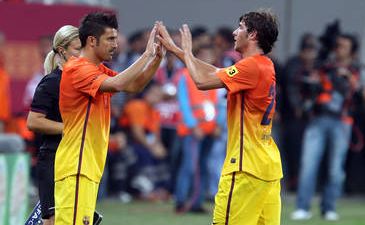 Вилья выходит на замену, фото fcbarcelona.com