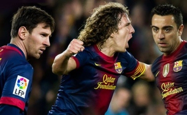 Месси, Пуйоль, Хави, коллаж fcbarcelona.com