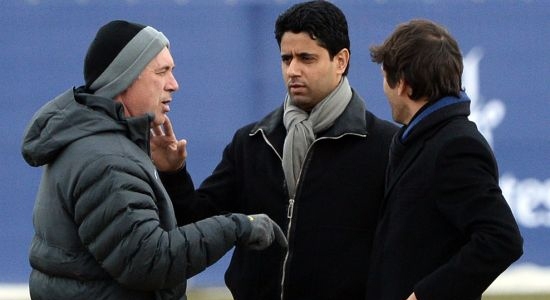 Анчелотти, Эль Хелаифи и Леонардо, фото AFP