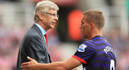 Арсен Венгер и Лукас Подольски. Фото thesun.co.uk