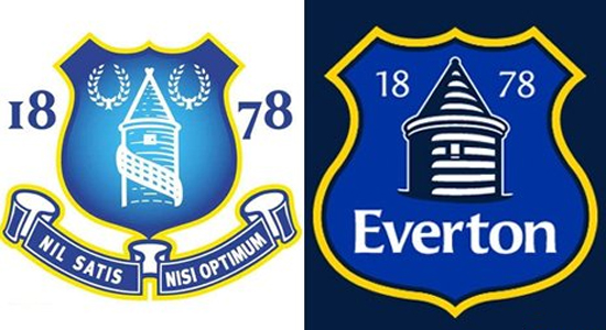 Эмблемы Эвертона: старая - слева, новая - справа. Коллаж bbc.co.uk