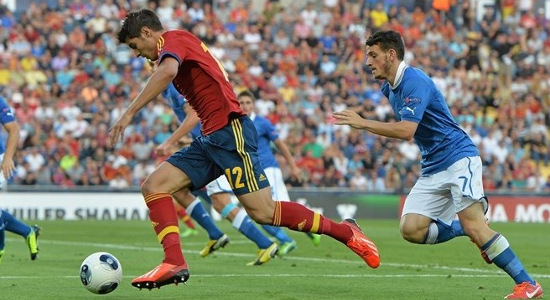 Альваро Мората в финале против Италии. Фото Sportsfile 