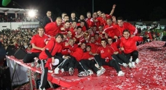 Скендербеу празднует победу в чемпионате Албании, фото LSA