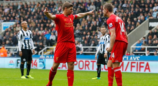 Джеррард празднует 100-й гол в АПЛ, Getty Images
