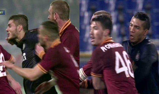 Икарди бьет Де Росси, а Жуан - Романьоли, фото corrieredellosport.it