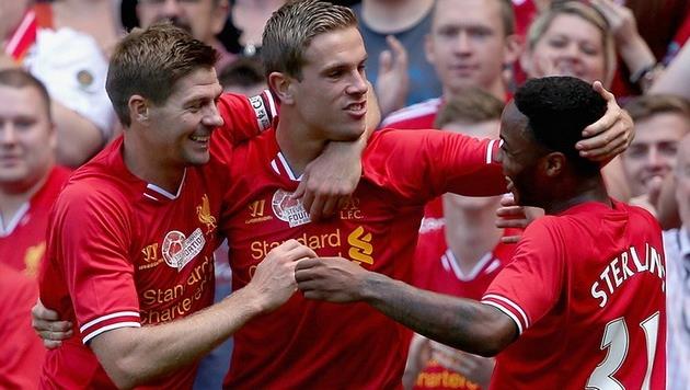 Хендерсон, Джеррард и Стерлинг, skysports.com