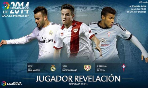 Хесе, Сауль и Рафинья претендуют на звание Лучшего молодого игрока Примеры
