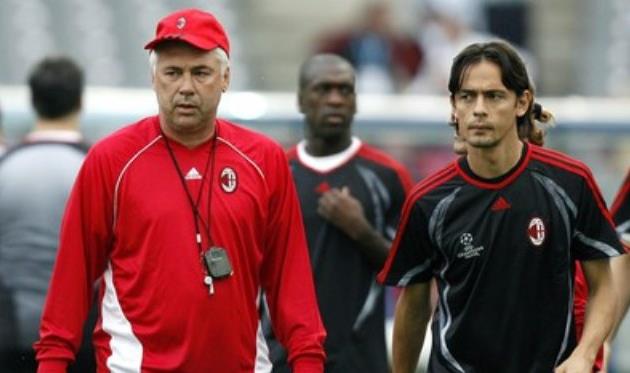 Филиппо Индзаги 8 лет играл под руководством Карло Анчелотти, фото ANSA