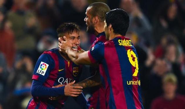 Радость Неймара, Алвеса и Суареса, twitter.com