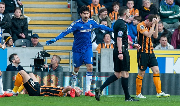 Диего Коста празднует свой гол, dailymail.co.uk