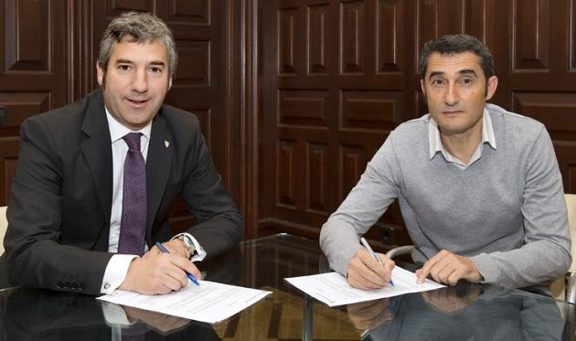 Президент Атлетика Хосу Уррутия и Эрнесто Вальверде, athletic-club.eus