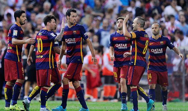 Барселона празднует гол в ворота Атлетико, Getty Images