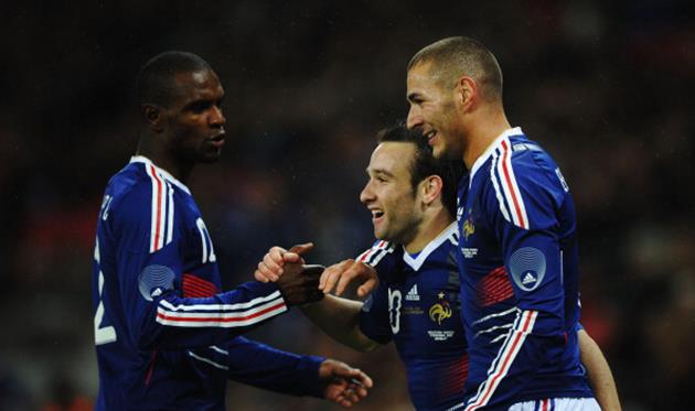 Эрик Абидаль, Матье Вальбуэна и Карим Бензема, Getty Images