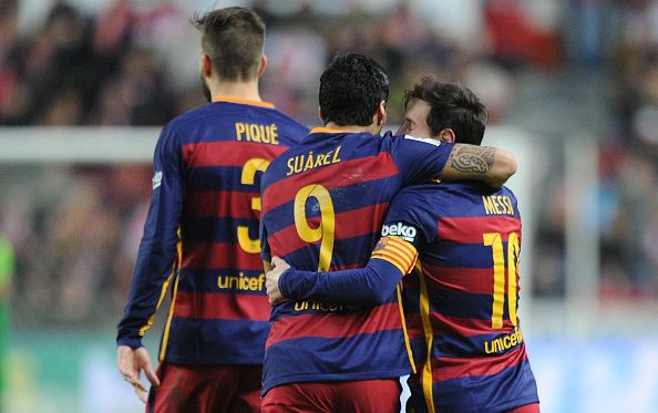 Пике, Суарес и Месси, Getty Images