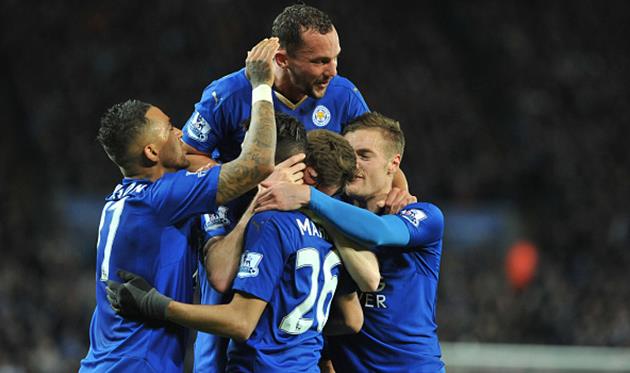 Лестер празднует в матче с Вест Бромвичем, Getty Images