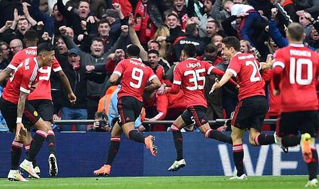 Радость футболистов МЮ после победного гола, goal.com