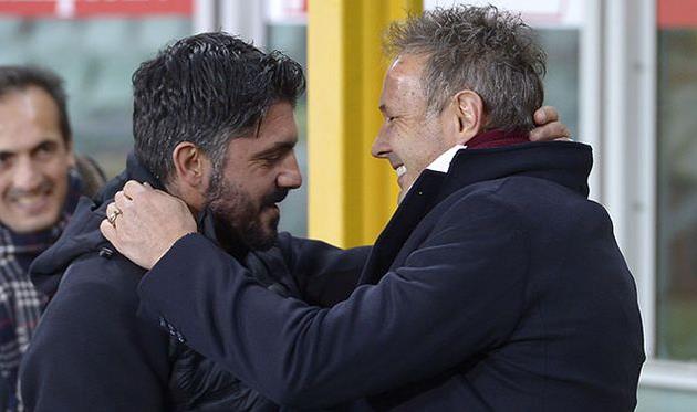 Рино Гаттузо и Синиша Михайлович перед матчем между Торино и Пизой, torinofc.it