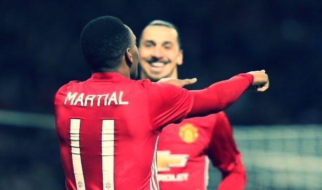 Мартиаль и Ибрахимович отметились дублем, twitter.com/manutd