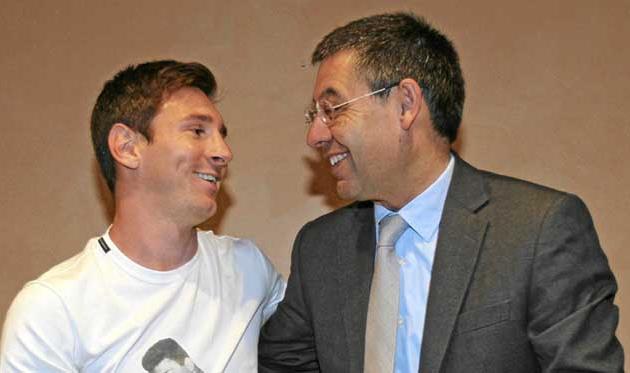 Лионель Месси и Хосеп Бартомеу, фото фк барселона