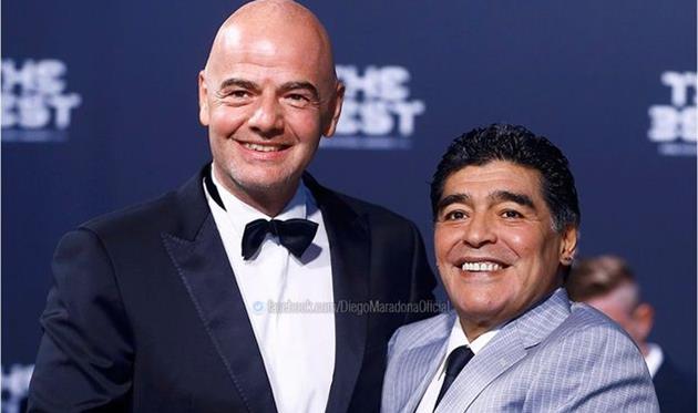 Диего Марадона и Джанни Инфантино, facebook.com/DiegoMaradonaOficial