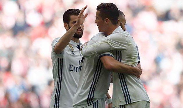 Реал Мадрид празднует гол в ворота Атлетика, twitter.com/realmadrid