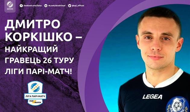 Коркишко признали лучшим по итогам тура, УПЛ