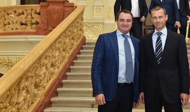 Президент ФФУ Андрей Павелко и президент УЕФА Александер Чеферин, фото пресс-службы ФФУ