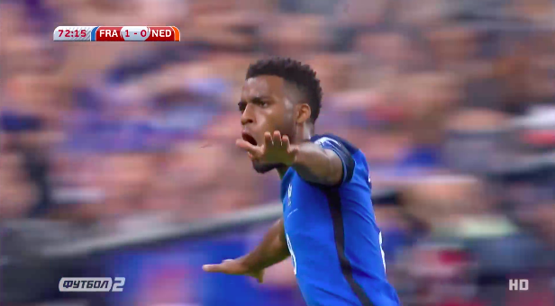 Тома Лемар празднует гол в ворота Нидерландов