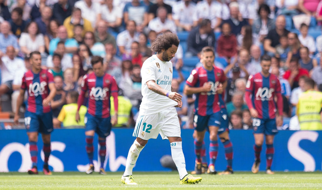 Марсело был удален в концовке матча против Леванте, Getty Images