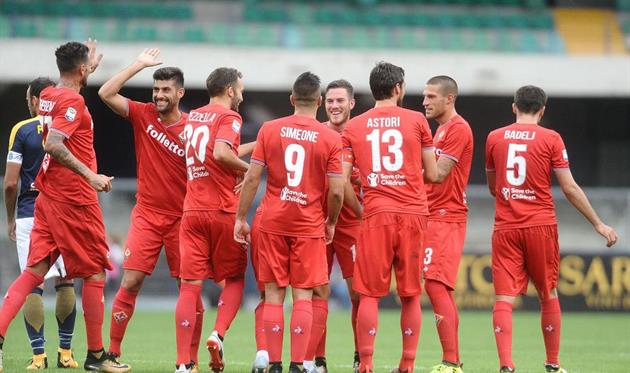 Фиорентина празднует один из голов, getty images