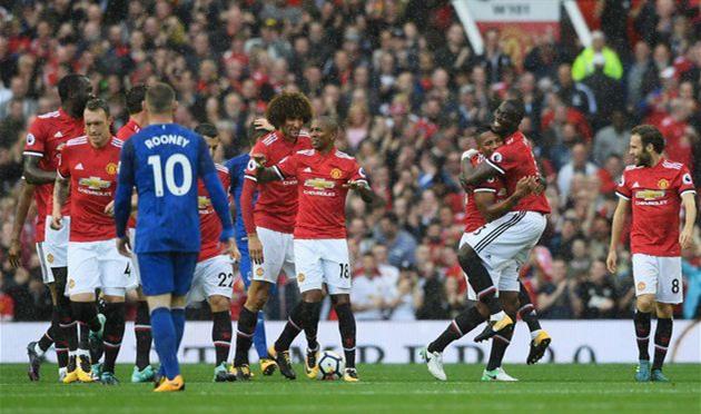 Игроки Манчестер Юнайтед празднуют взятие ворот, GETTY IMAGES