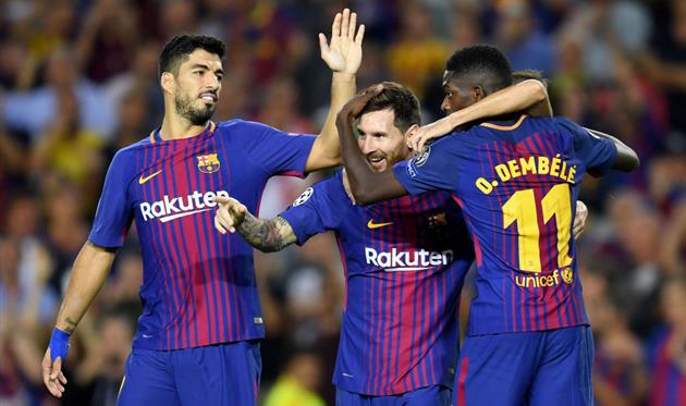 Луис Суарес, Лионель Месси и Усман Дембеле, Getty Images