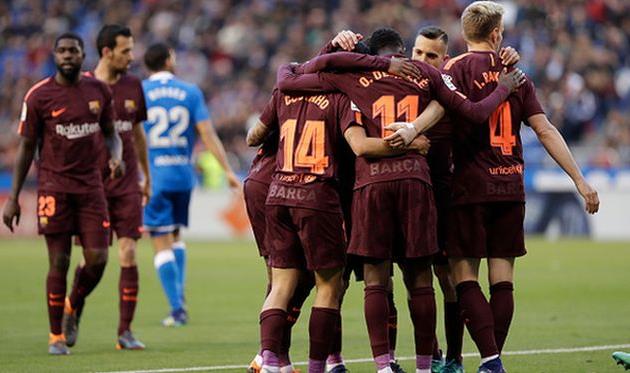 радость игроков барселоны, getty images