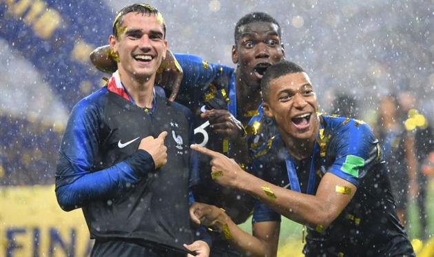 Авторы забитых мячей в ворота Хорватии Антуан Гризманн, Поль Погба и Килиан Мбаппе, Getty Images