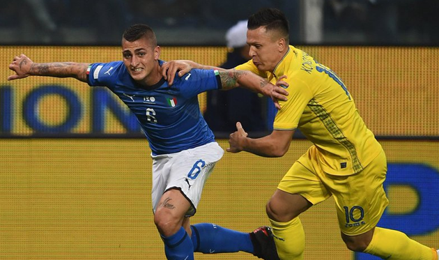 Евгений Коноплянка в матче против Италии, twitter.com/azzurri
