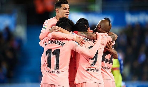 радость игроков барселоны, getty images