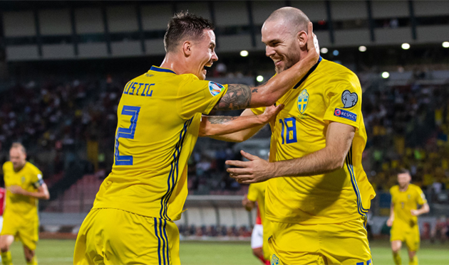 Швеция празднует победу, svenskfotboll.se