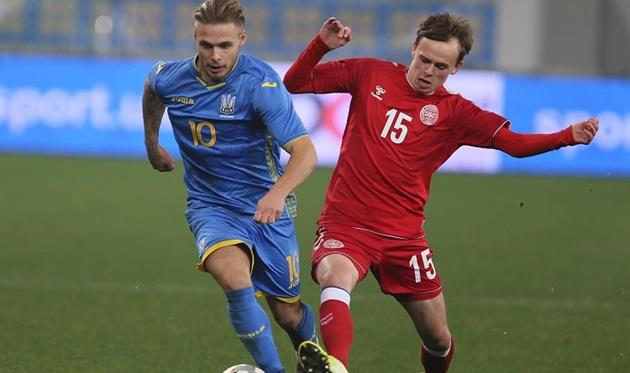 Богдан Леднев в матче против Дании U-21, фото УАФ
