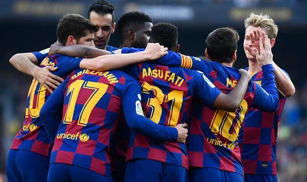 радость игроков барселоны, getty images