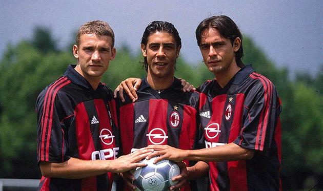 Андрей Шевченко, Мануэль Руи Кошта и Филипе Индзаги, photo AC Milan