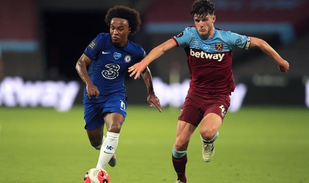 Деклан Райс (справа) против Челси, Getty Images