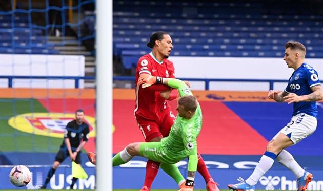 Вирджил ван Дейк в матче с Эвертоном, Getty Images