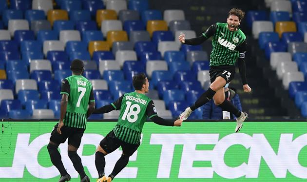 Футболисты Сассуоло после гола в ворота Наполи, Getty Images