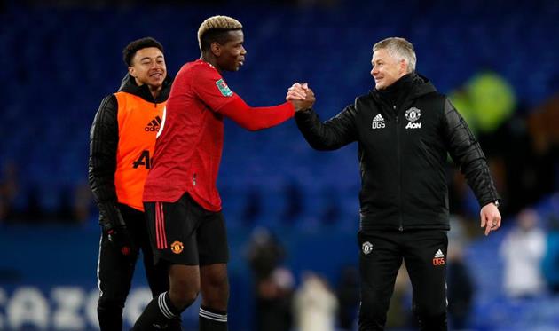 Джесси Лингард (слева), Поль Погба (по центру) и Оле-Гуннар Солскьяер, Getty Images