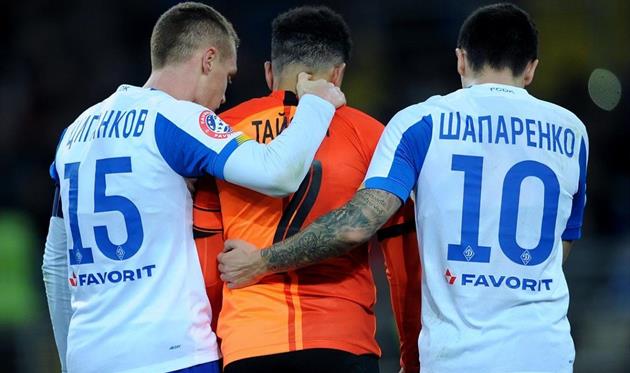 Виктор Цыганков (слева), Тайсон (по центру) и Николай Шапаренко, ФК Шахтер