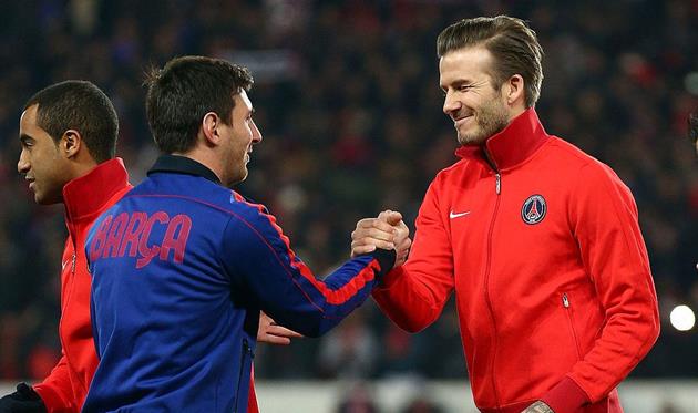 Лионель Месси (слева) и Дэвид Бекхэм, getty images